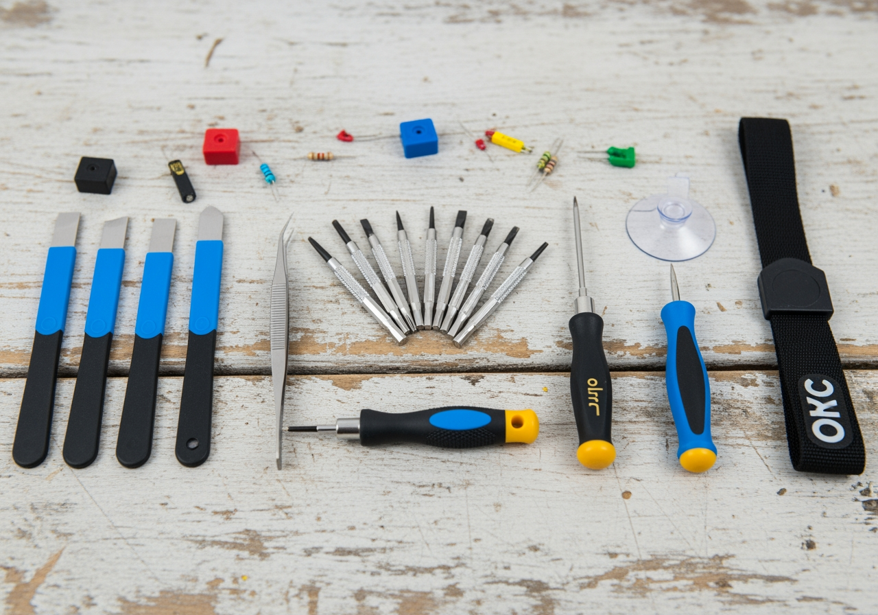 well-organized DIY electronics repair toolkit - phone screen repair stores