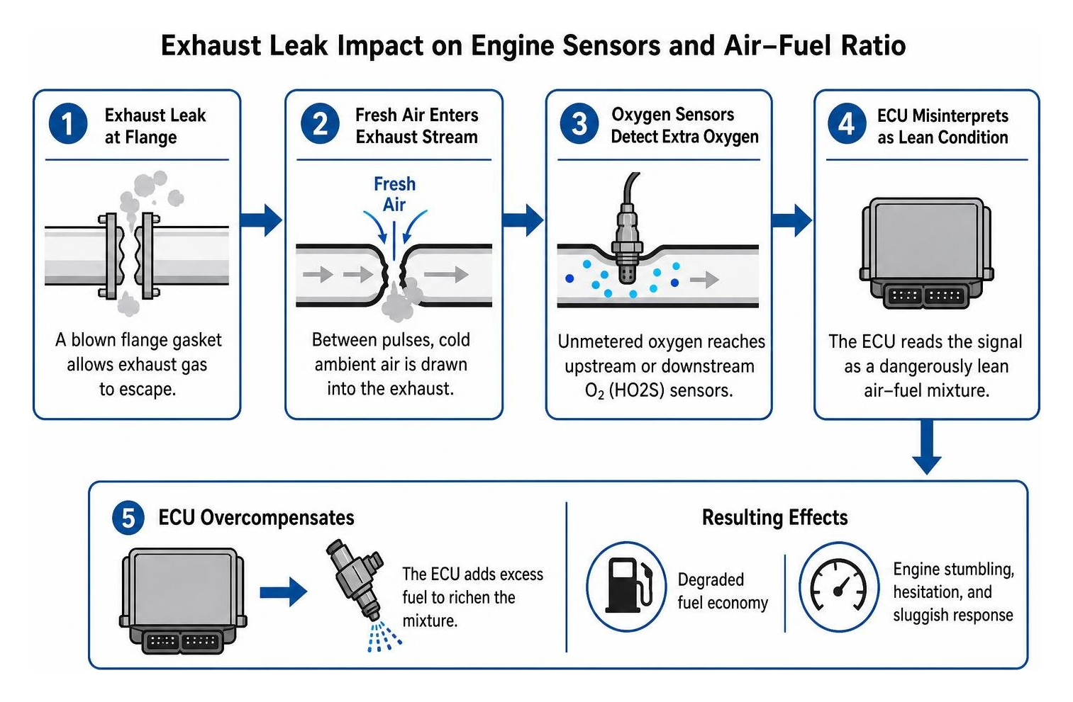 exhaust leak impact on engine sensors and air fuel ratio exhaust leak impact on engine sensors and air fuel ratio