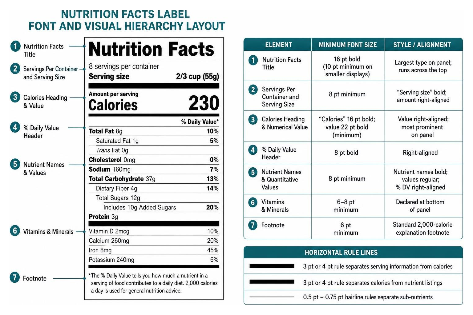 Nutrition Facts label font and visual hierarchy layout Nutrition Facts label font and visual hierarchy layout