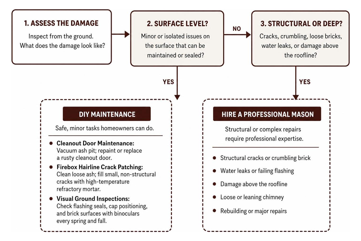 DIY vs professional chimney repair decision workflow DIY vs professional chimney repair decision workflow