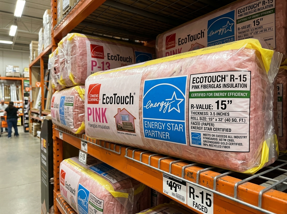 Energy Star certified logo on insulation packaging showing efficiency standards - insulation rebates Energy Star certified logo on insulation packaging showing efficiency standards - insulation rebates