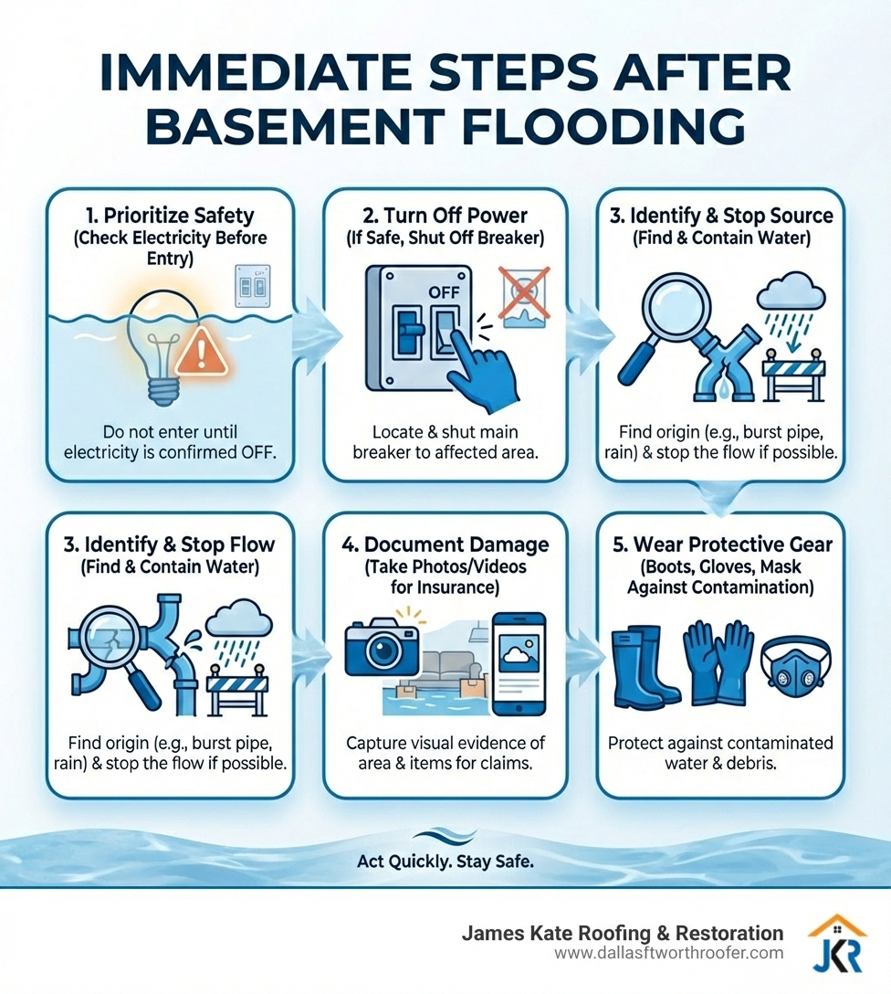 Infographic: Immediate Steps After Basement Flooding - basement flooding remediation infographic 