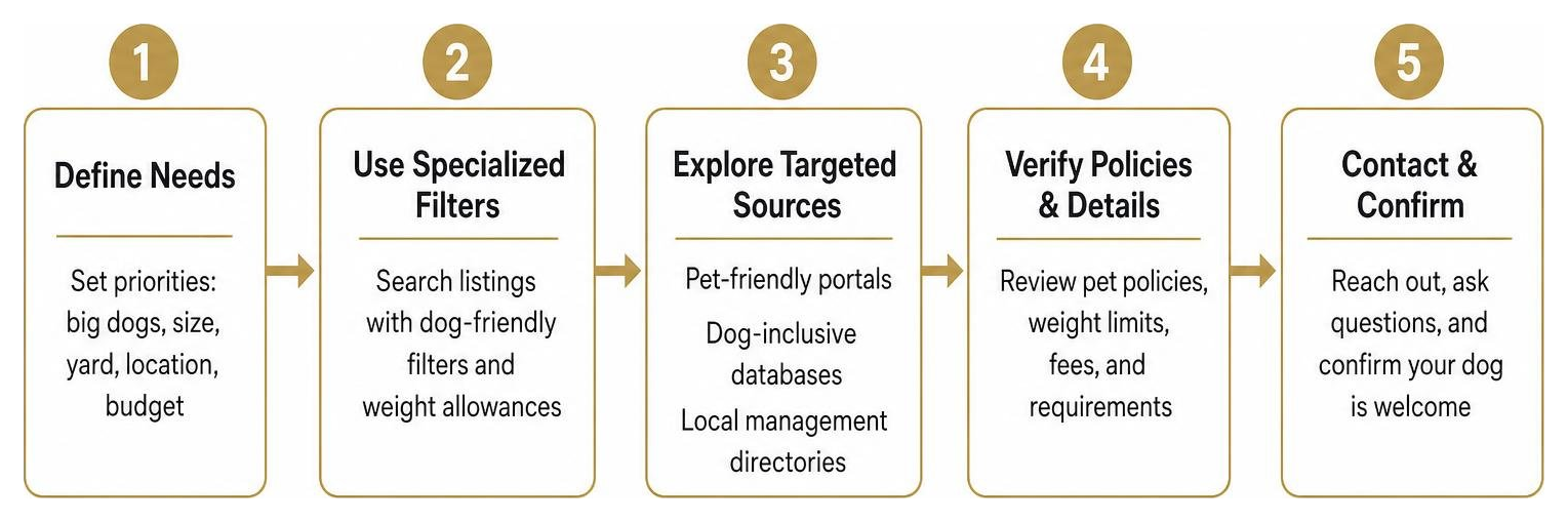 diagram of search steps to find pet friendly homes