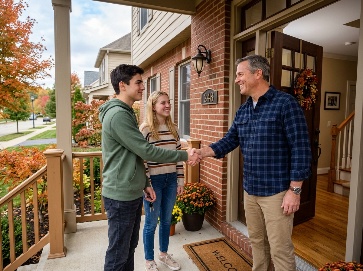 parent meeting their teen's date at the front door - solo parenting teen dating rules