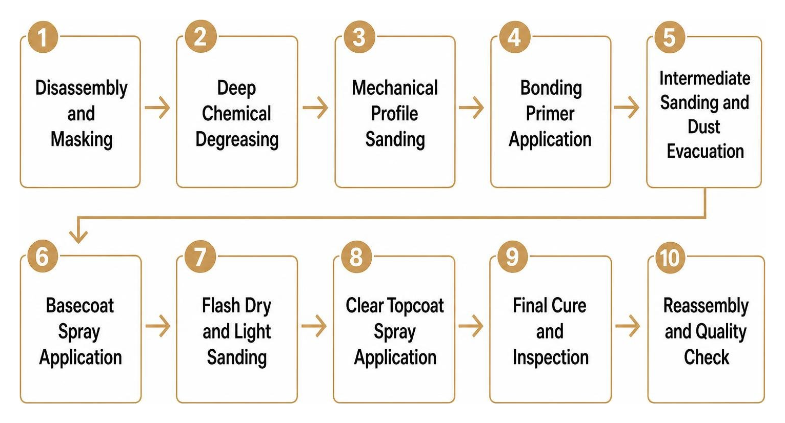 Multi-step cabinet spray painting workflow from degreasing to final curing Multi-step cabinet spray painting workflow from degreasing to final curing
