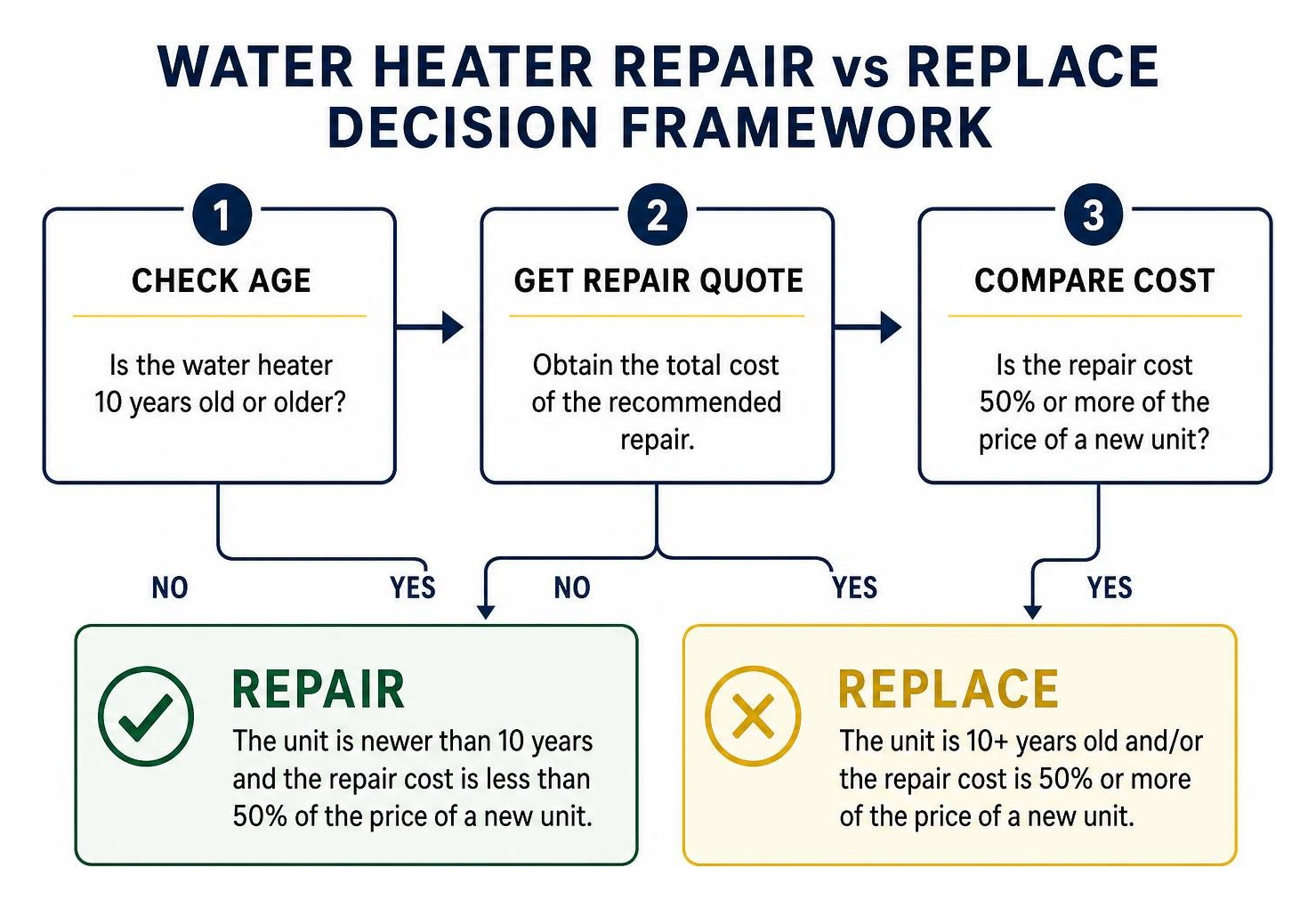 Water heater repair vs replace decision framework Water heater repair vs replace decision framework