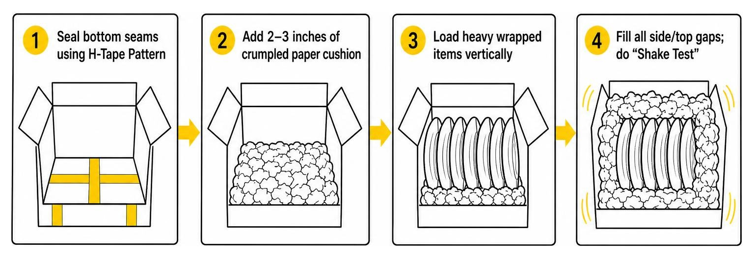 Step-by-step box preparation process diagram Step-by-step box preparation process diagram