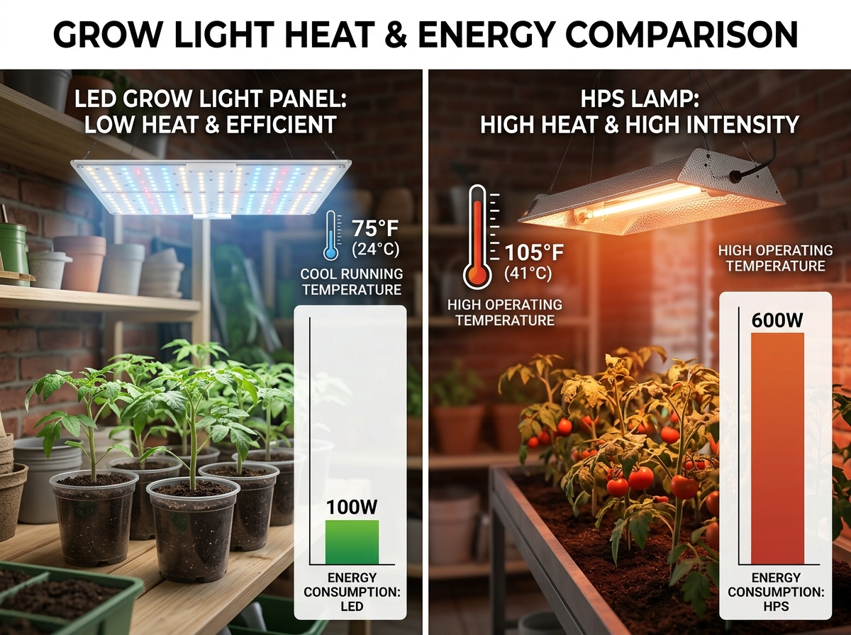 Comparison of LED vs HPS heat output and energy consumption - best dill led panels Comparison of LED vs HPS heat output and energy consumption - best dill led panels