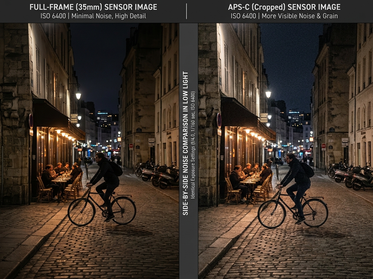 Comparison of full-frame vs APS-C sensor performance in dark environments - iso for low light photography
