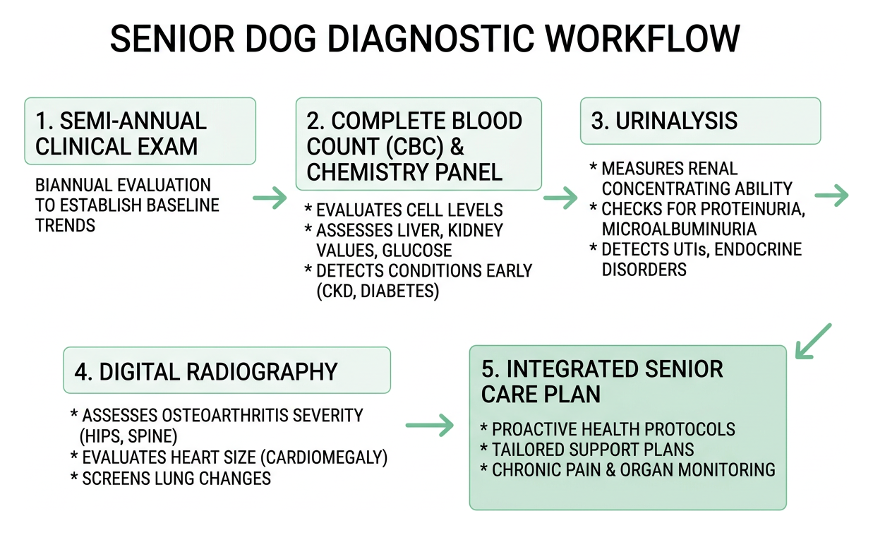 Veterinary diagnostic workflow for senior dogs