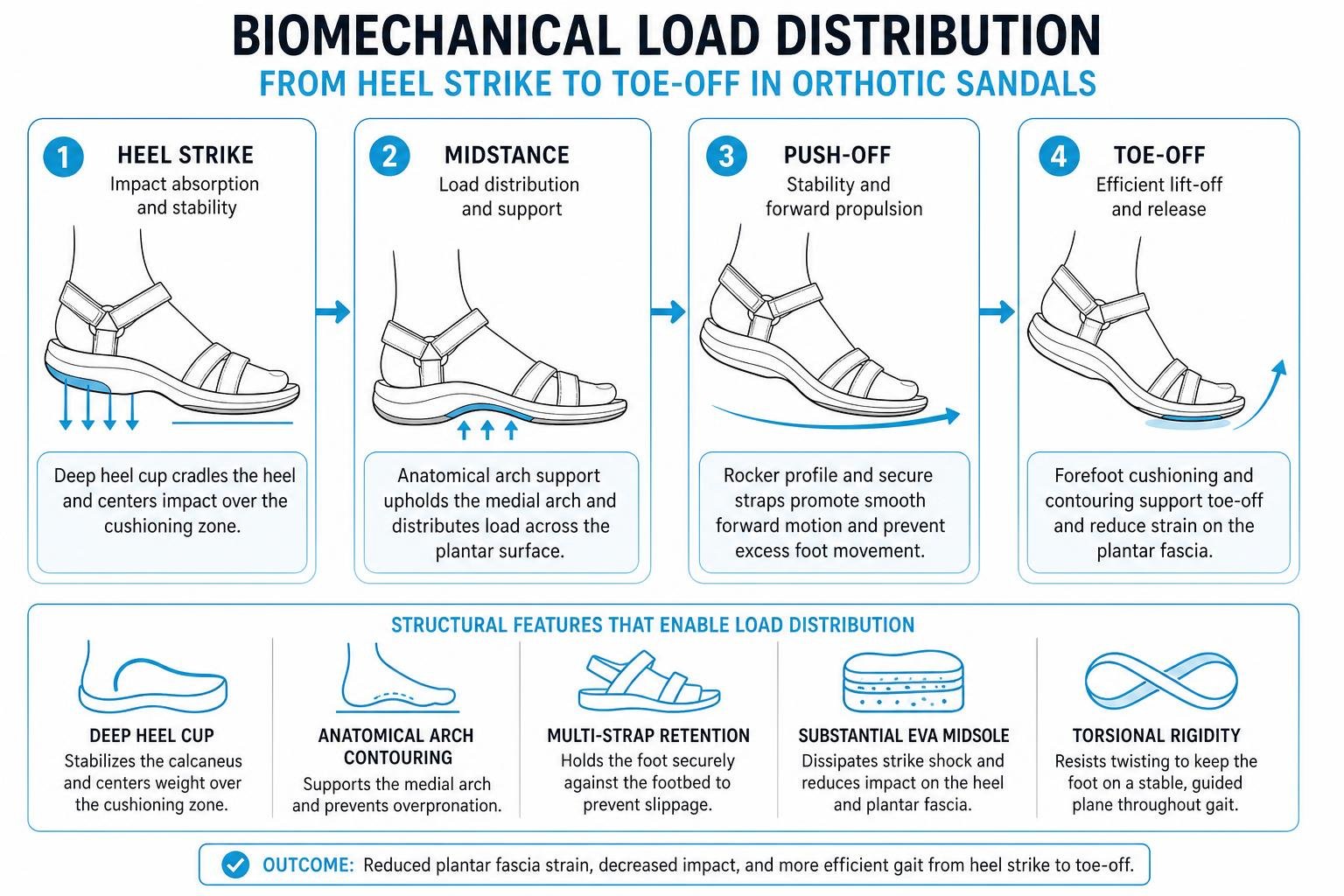 biomechanical load distribution from heel strike to toe-off in orthotic sandals