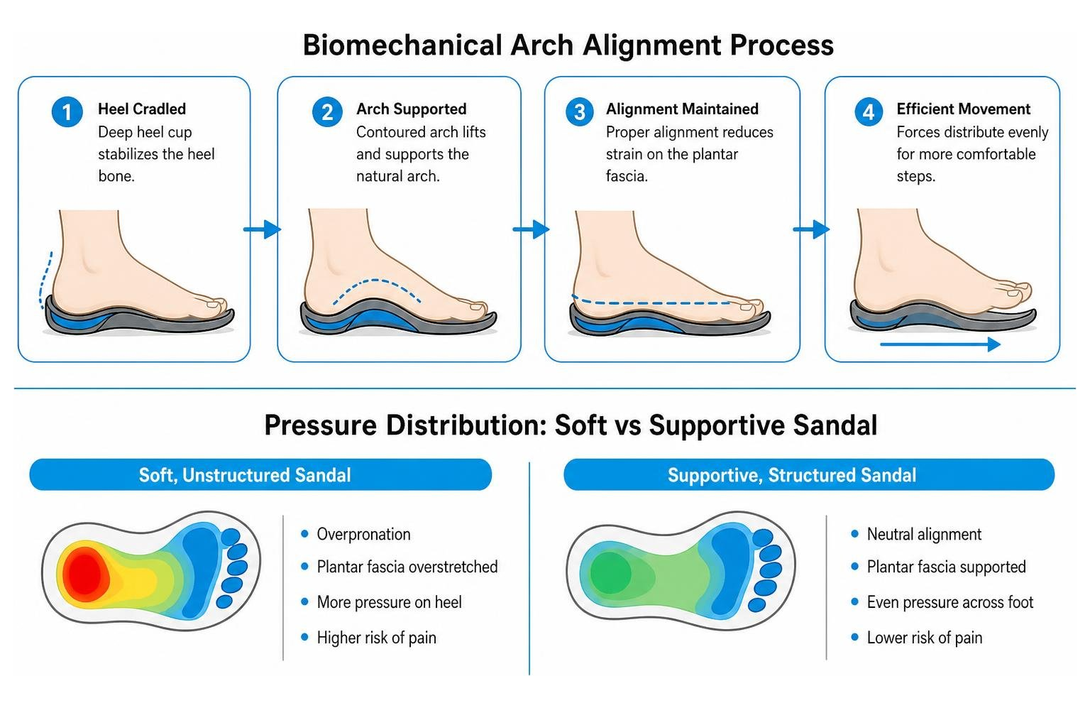 Biomechanical arch alignment process and pressure distribution Biomechanical arch alignment process and pressure distribution
