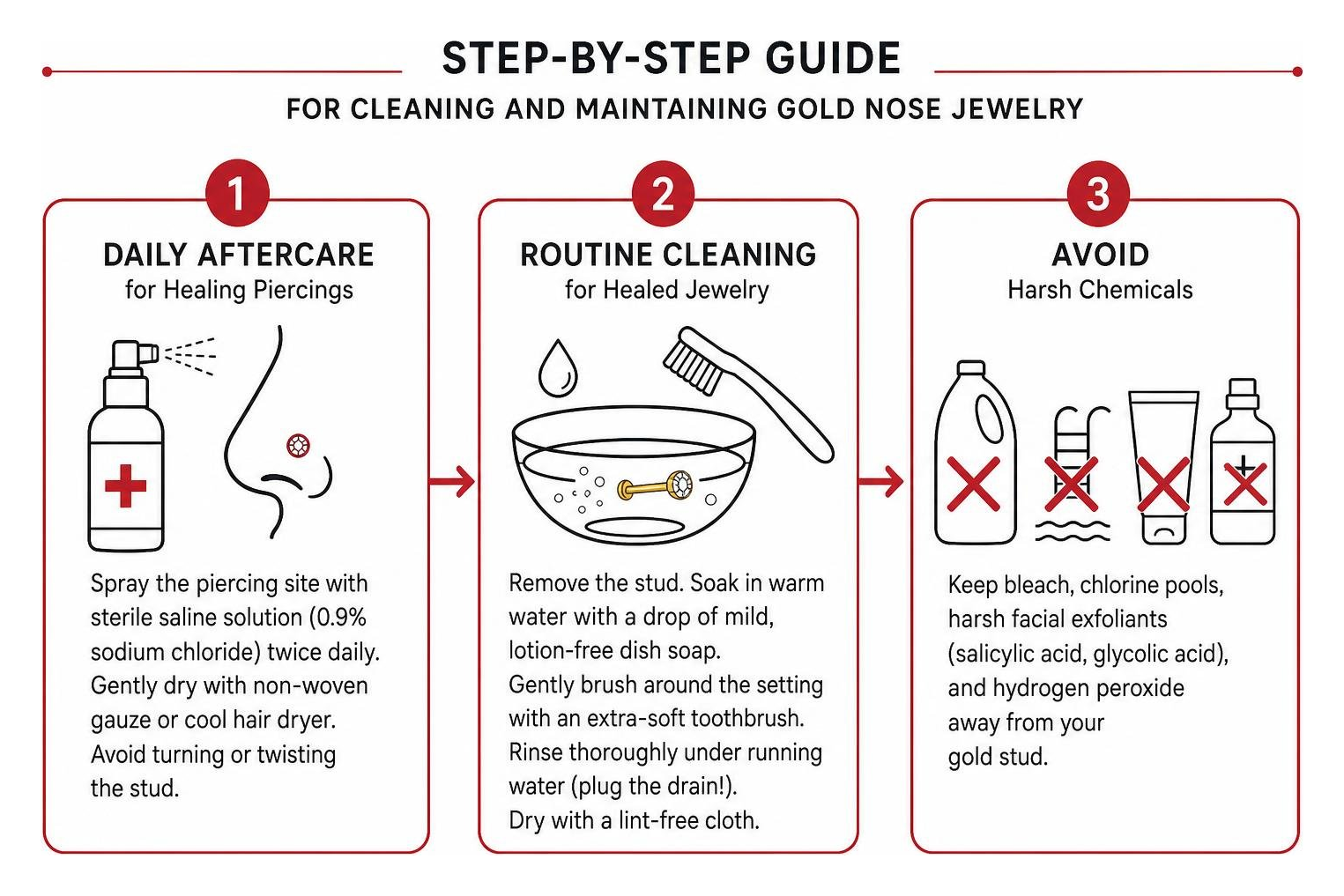 Step by step guide for cleaning and maintaining gold nose jewelry Step by step guide for cleaning and maintaining gold nose jewelry