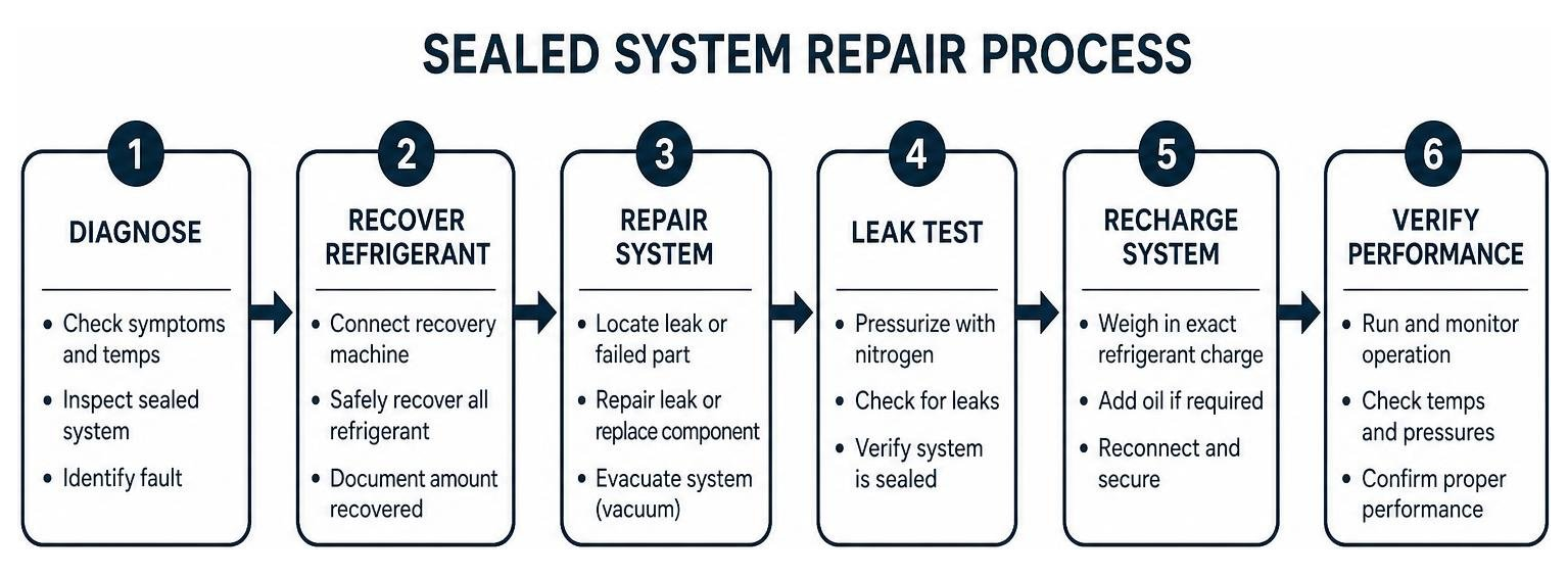 Sealed system repair process diagram