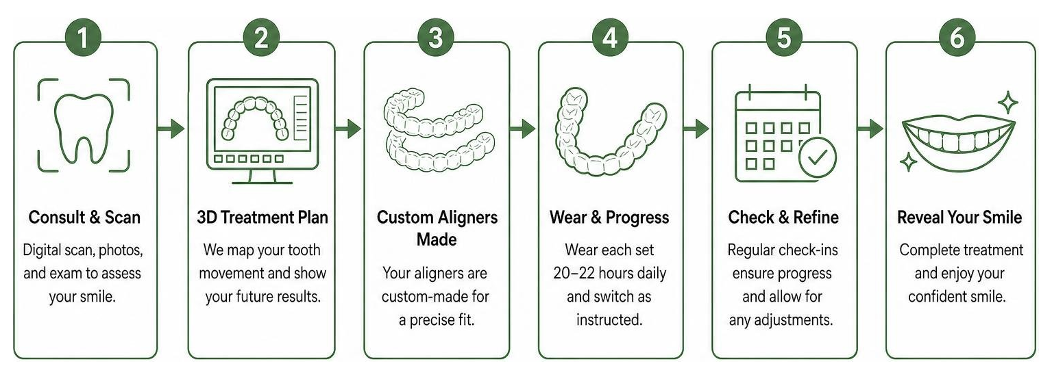 The predictable step-by-step clear aligner treatment process