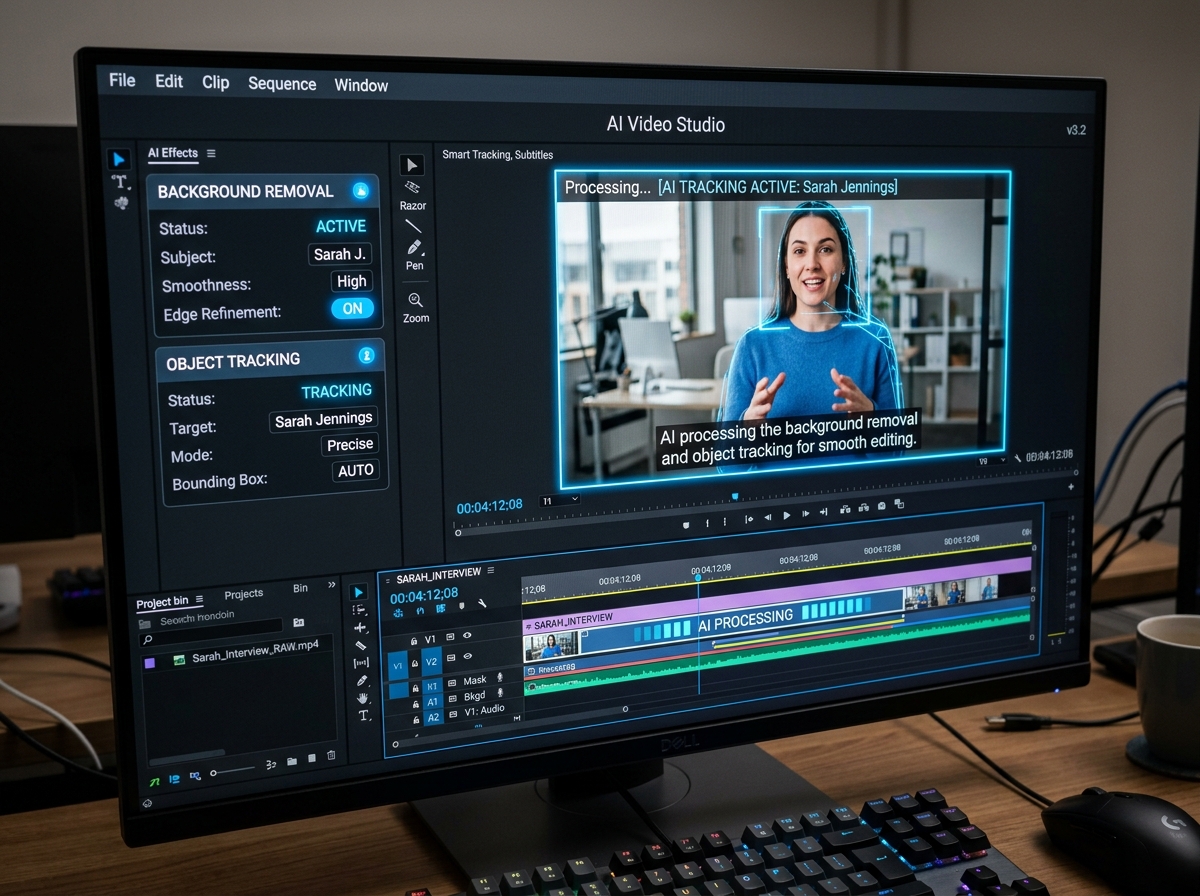 advanced AI video editing tools in action - editing video online without watermark