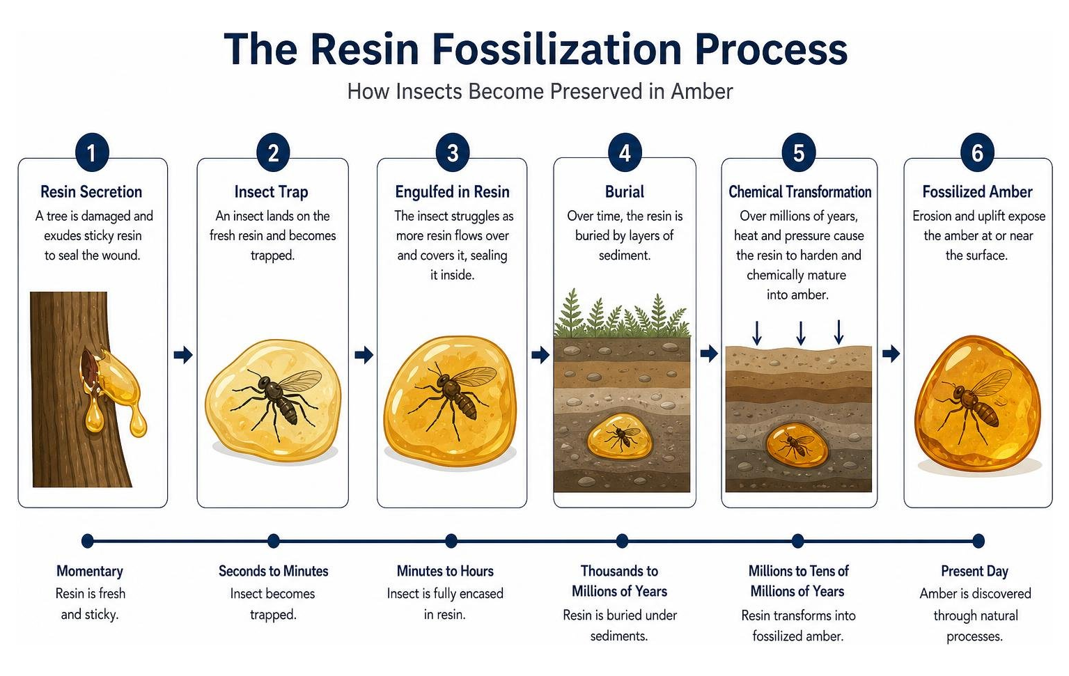 resin fossilization process diagram