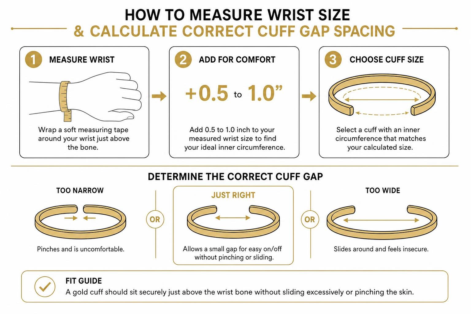 How to measure wrist size and calculate correct cuff gap spacing