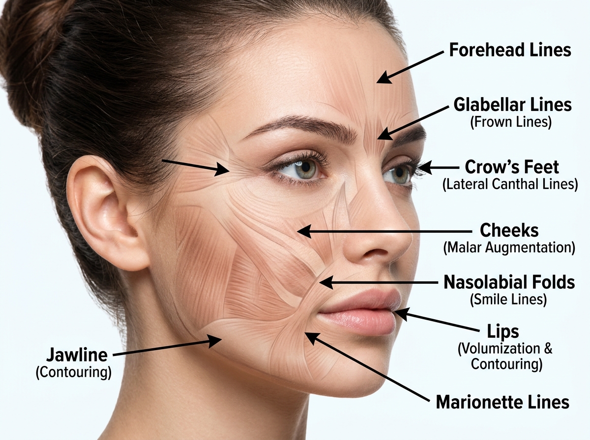 Facial Anatomy and Injection Points - skin health and aesthetics