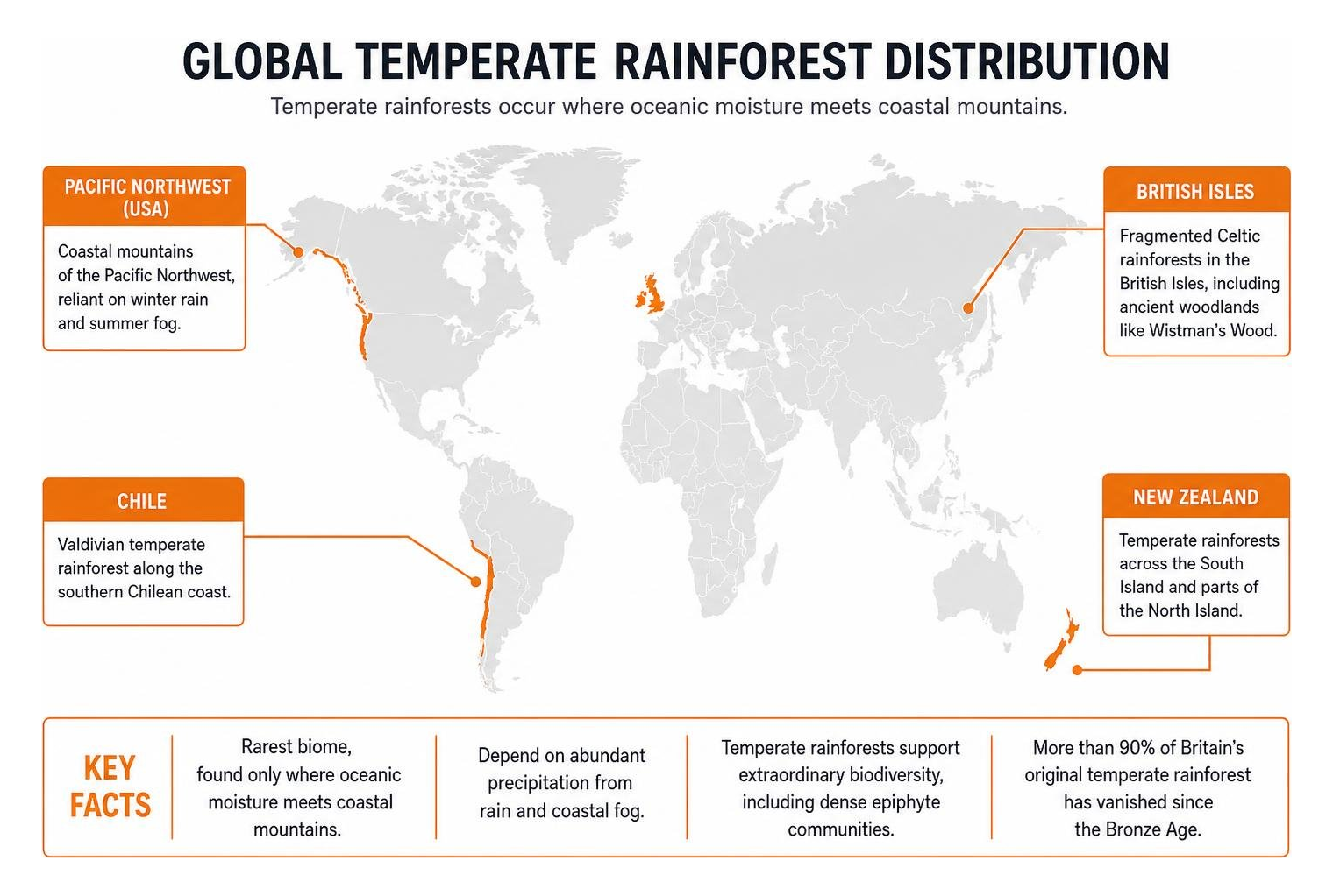 global temperate rainforest distribution