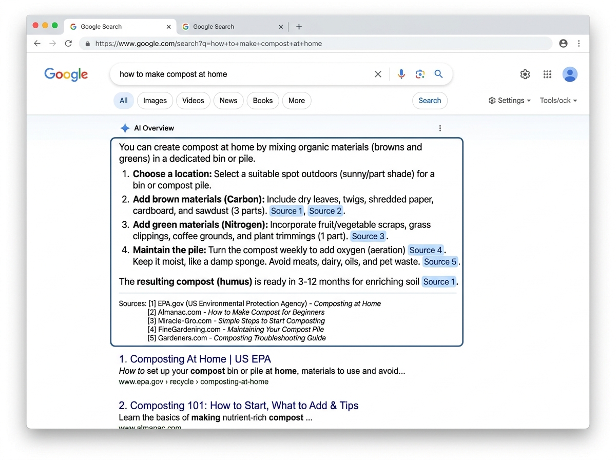 AI-generated search summaries at the top of Google results with source citations - how to optimise website for google search AI-generated search summaries at the top of Google results with source citations - how to optimise website for google search