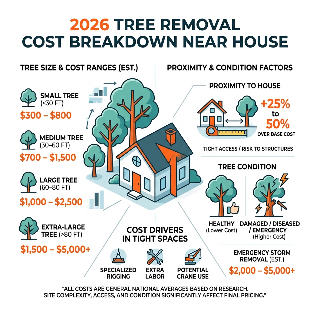 2026 tree removal cost breakdown near house by size, condition, and proximity - cost to cut down tree near house infographic 2026 tree removal cost breakdown near house by size, condition, and proximity - cost to cut down tree near house infographic