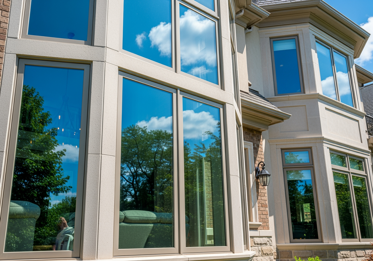 sparkling clean windows on a multi-story North Shore home - window washing Highland Park
