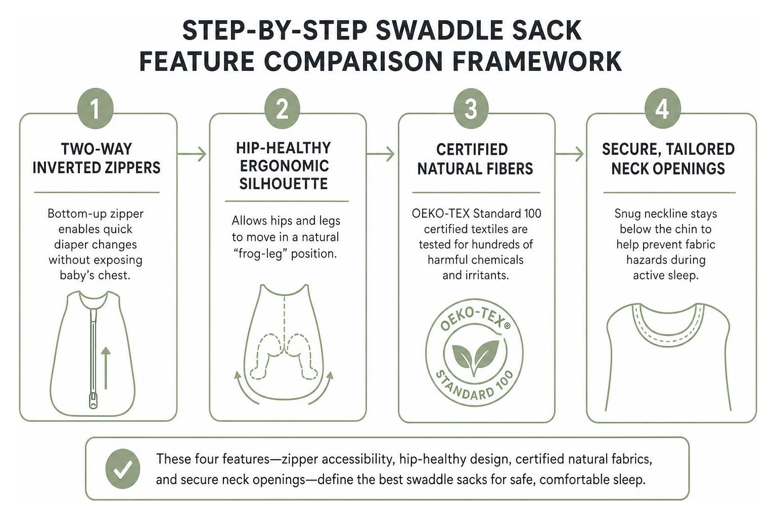 Step-by-step swaddle sack feature comparison framework