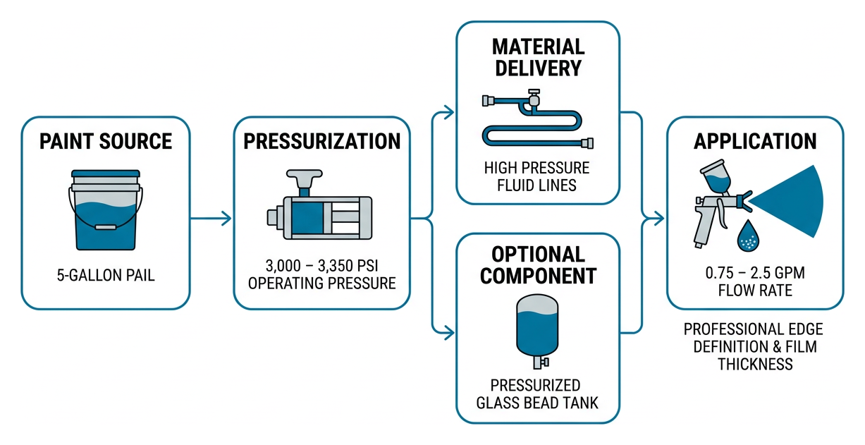 Airless line striper pump and pressure flow diagram Airless line striper pump and pressure flow diagram