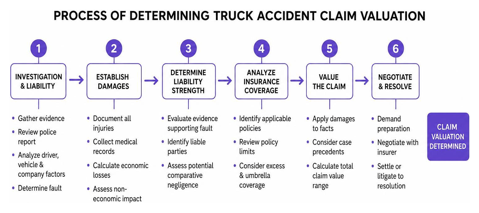 Process of determining truck accident claim valuation