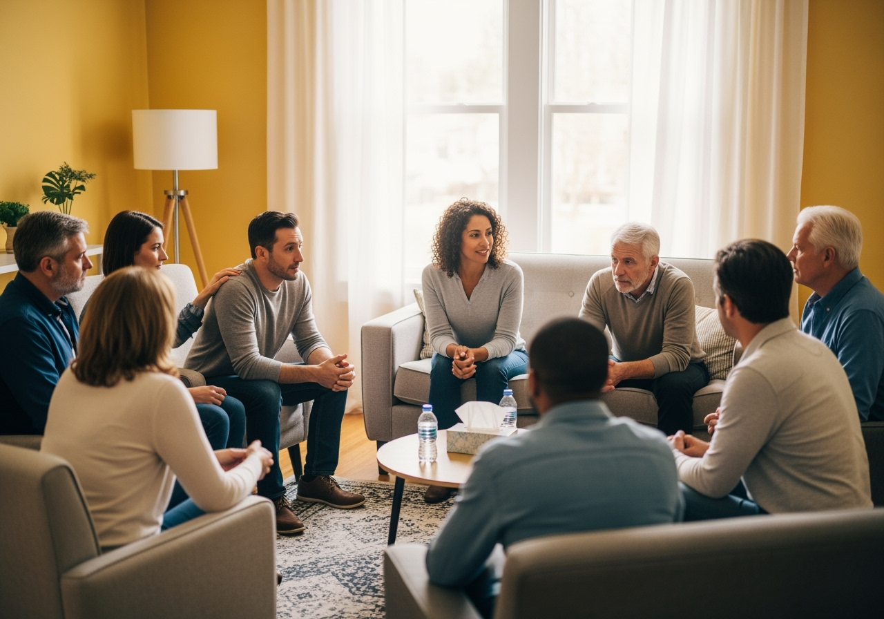 A support group meeting in a welcoming space - what is cocsa