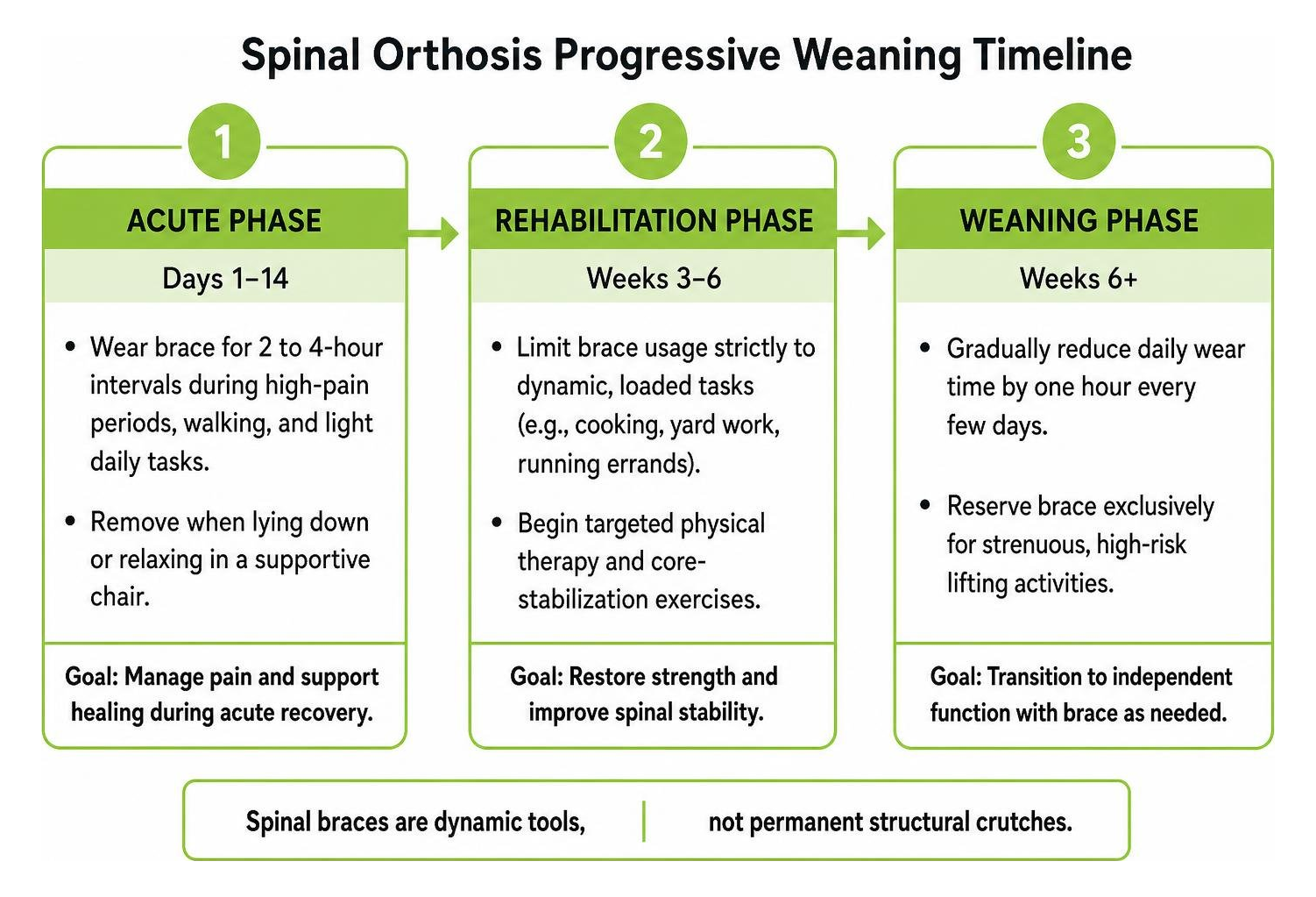 Spinal orthosis progressive weaning timeline Spinal orthosis progressive weaning timeline