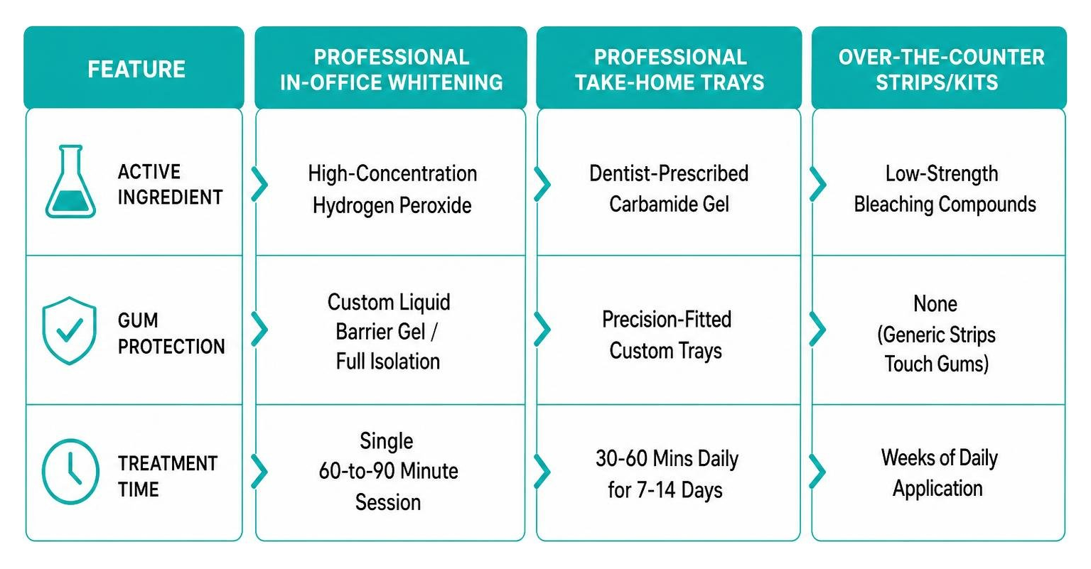 Comparison between professional dentist-supervised whitening and DIY store-bought options Comparison between professional dentist-supervised whitening and DIY store-bought options