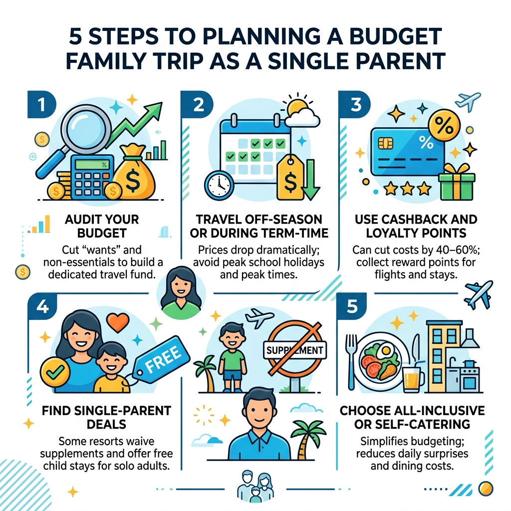 5 steps to planning a budget family trip as a single parent infographic - budget travel single parents infographic 5 steps to planning a budget family trip as a single parent infographic - budget travel single parents infographic