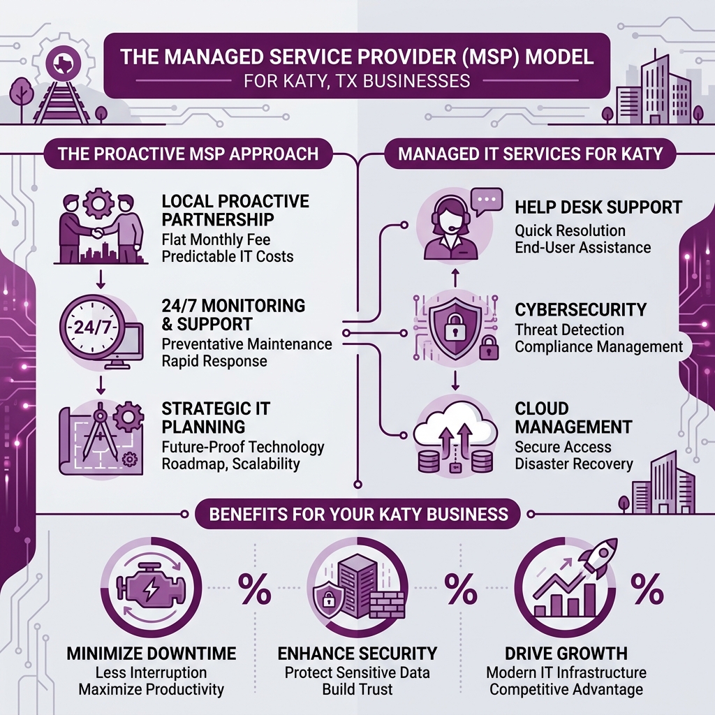 Infographic explaining the Managed Service Provider MSP model for Katy TX businesses - managed it services katy infographic Infographic explaining the Managed Service Provider MSP model for Katy TX businesses - managed it services katy infographic