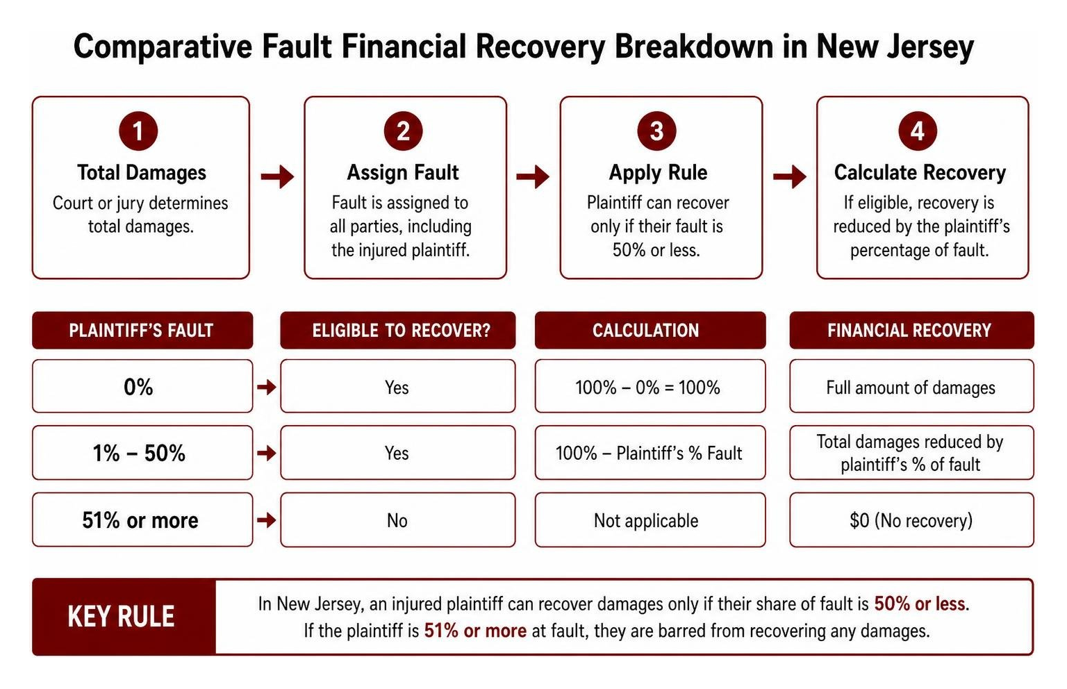 Comparative fault financial recovery breakdown in New Jersey Comparative fault financial recovery breakdown in New Jersey