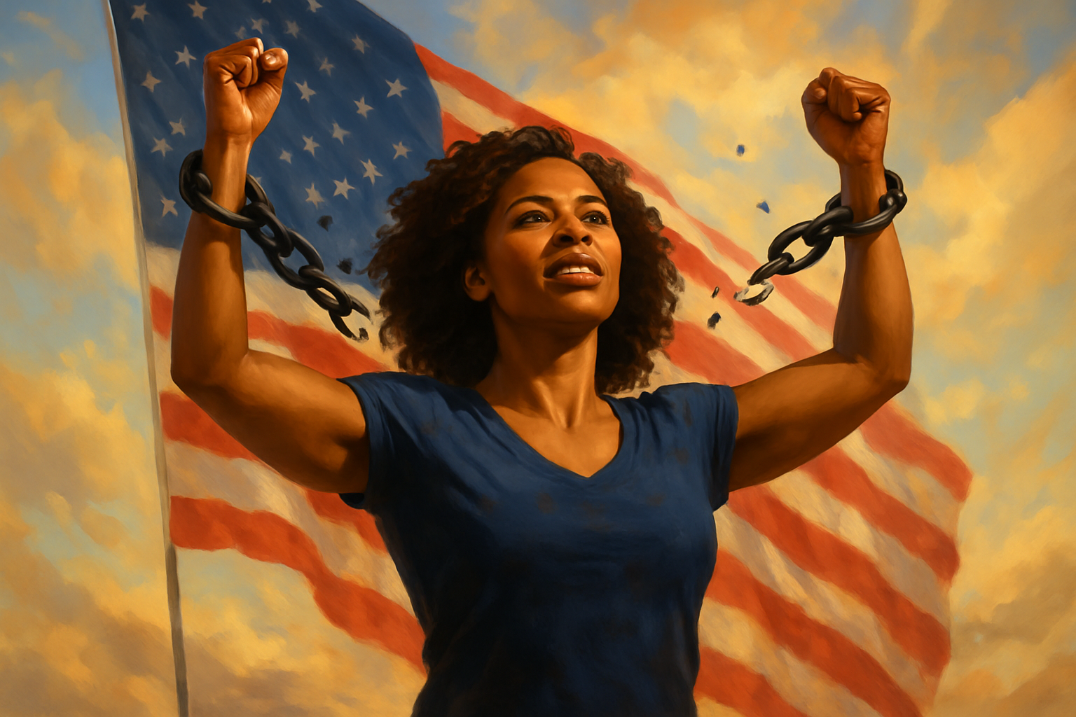 woman breaking chains of limiting beliefs - empowerment coach