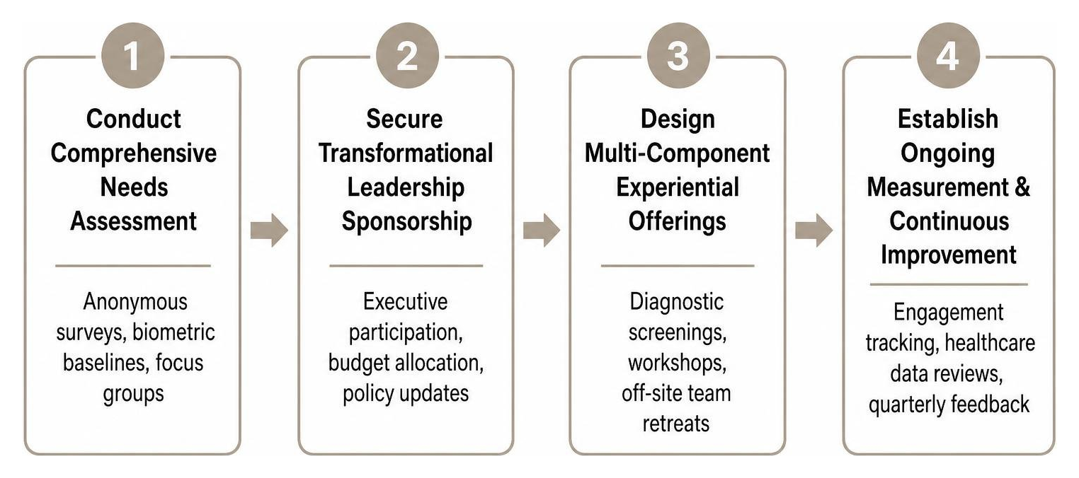Four-stage implementation framework for workplace well-being programs