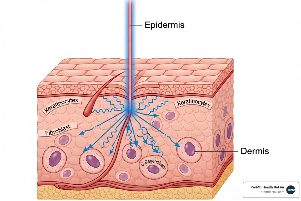 diagram showing a laser penetrating the epidermis to the dermis - ablative laser resurfacing near me