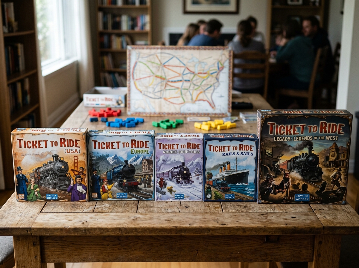 Comparison of Ticket to Ride Base Games - best ticket to ride expansion