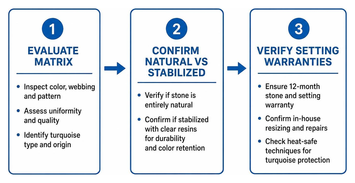 Step-by-step authentication process: evaluate matrix, confirm natural vs stabilized, and verify setting warranties Step-by-step authentication process: evaluate matrix, confirm natural vs stabilized, and verify setting warranties