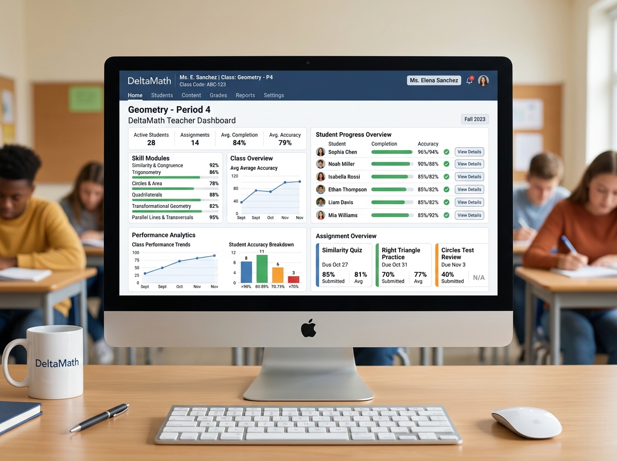 DeltaMath teacher dashboard interface showing student progress and skill modules - delta math DeltaMath teacher dashboard interface showing student progress and skill modules - delta math