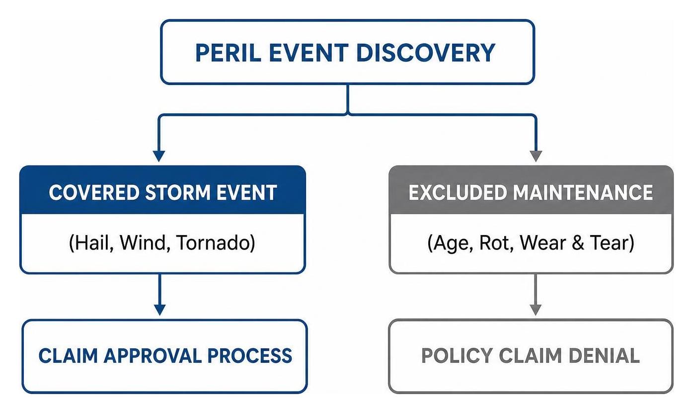 flowchart showing path between covered storm events and excluded wear and tear flowchart showing path between covered storm events and excluded wear and tear