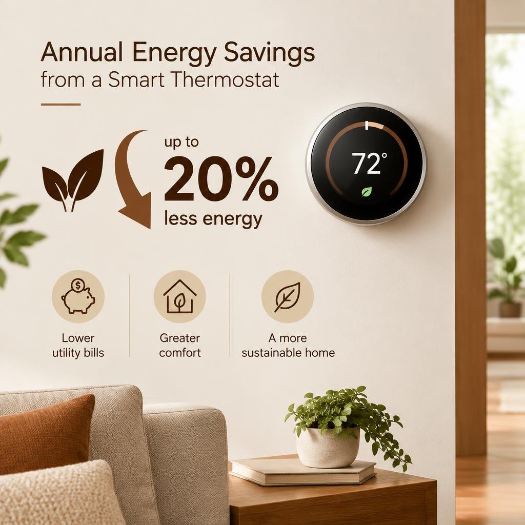 annual energy savings from smart thermostat infographic