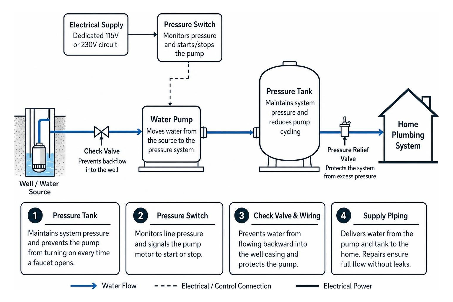 water pump system component relationship diagram