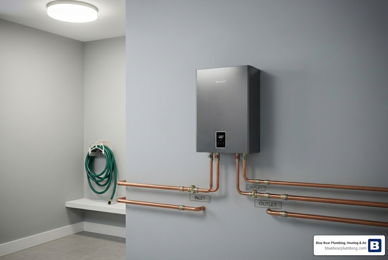 Infographic explaining how a tankless water heater provides on-demand hot water - tankless water heater repair best in natick, ma Infographic explaining how a tankless water heater provides on-demand hot water - tankless water heater repair best in natick, ma