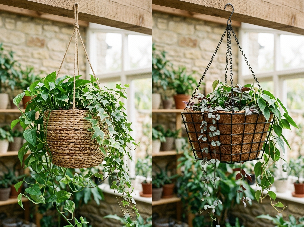 Comparison between reed baskets and metal hanging baskets - reed hanging indoor baskets Comparison between reed baskets and metal hanging baskets - reed hanging indoor baskets