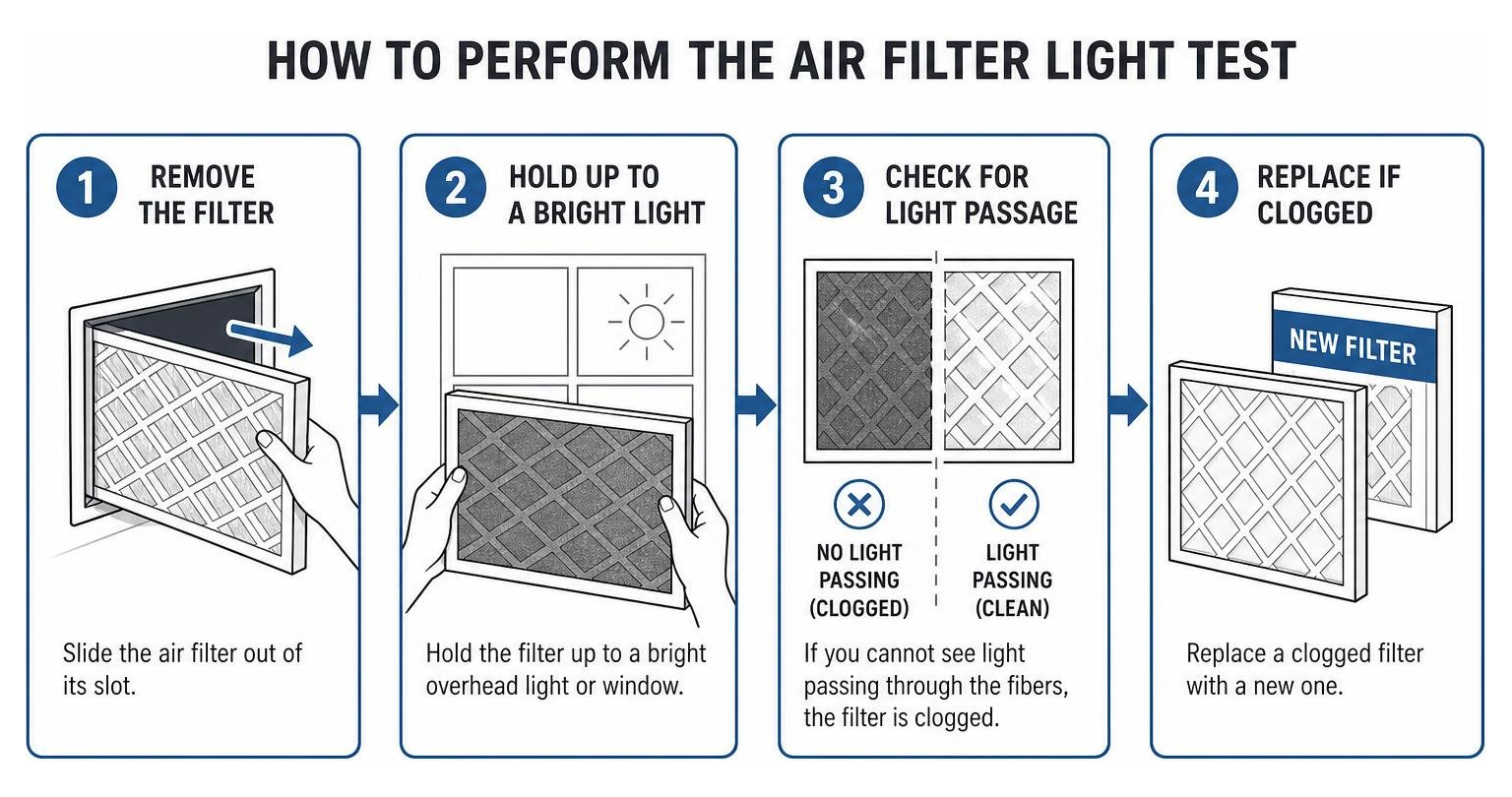 How to perform the air filter light test How to perform the air filter light test