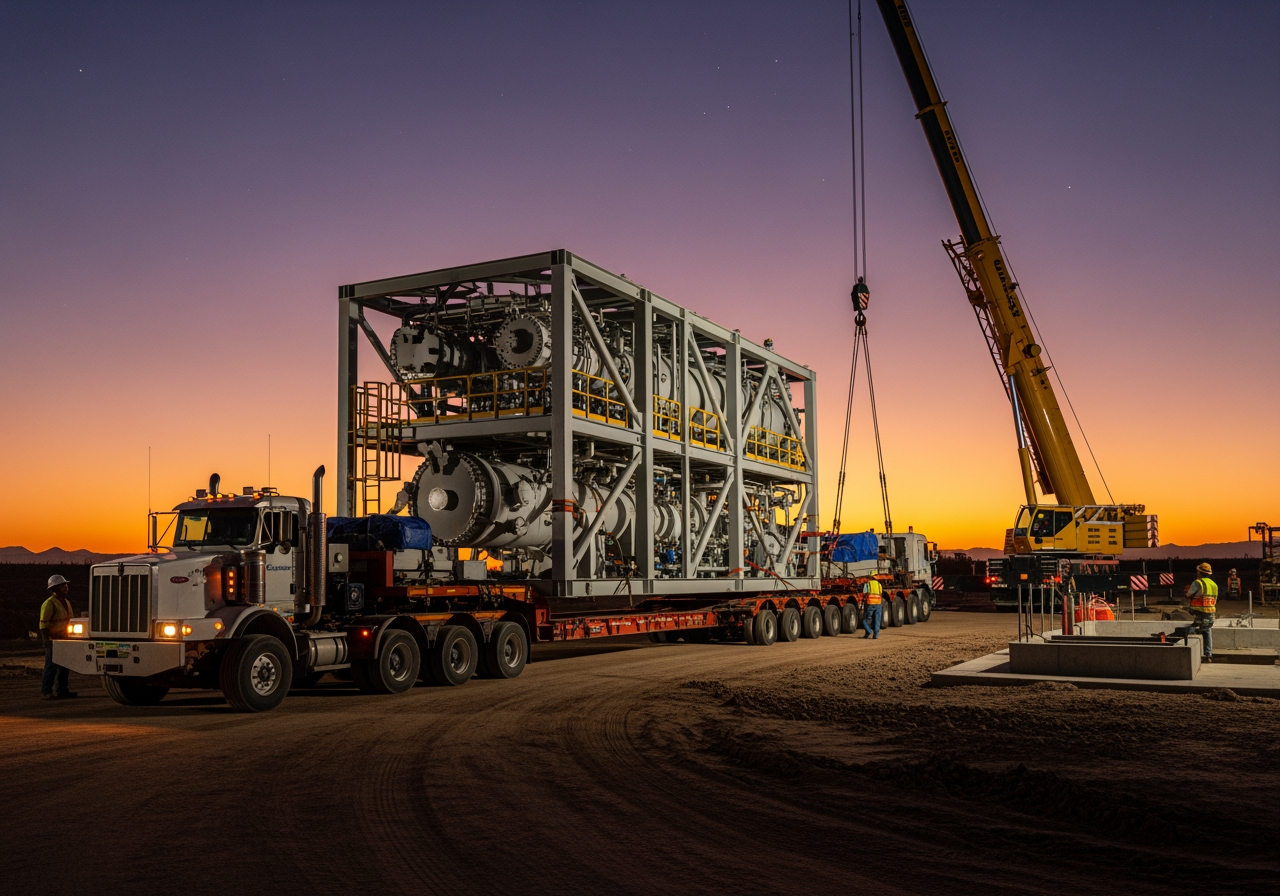 Modular ASU design being transported or installed - Air separation equipment