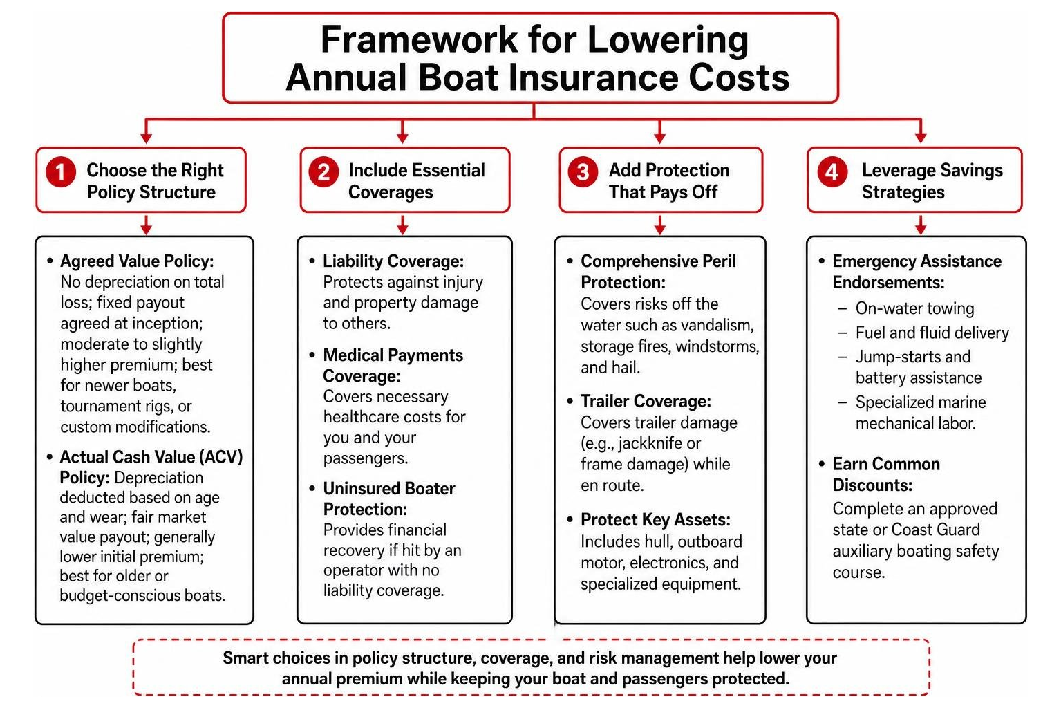 Framework for lowering annual boat insurance costs Framework for lowering annual boat insurance costs